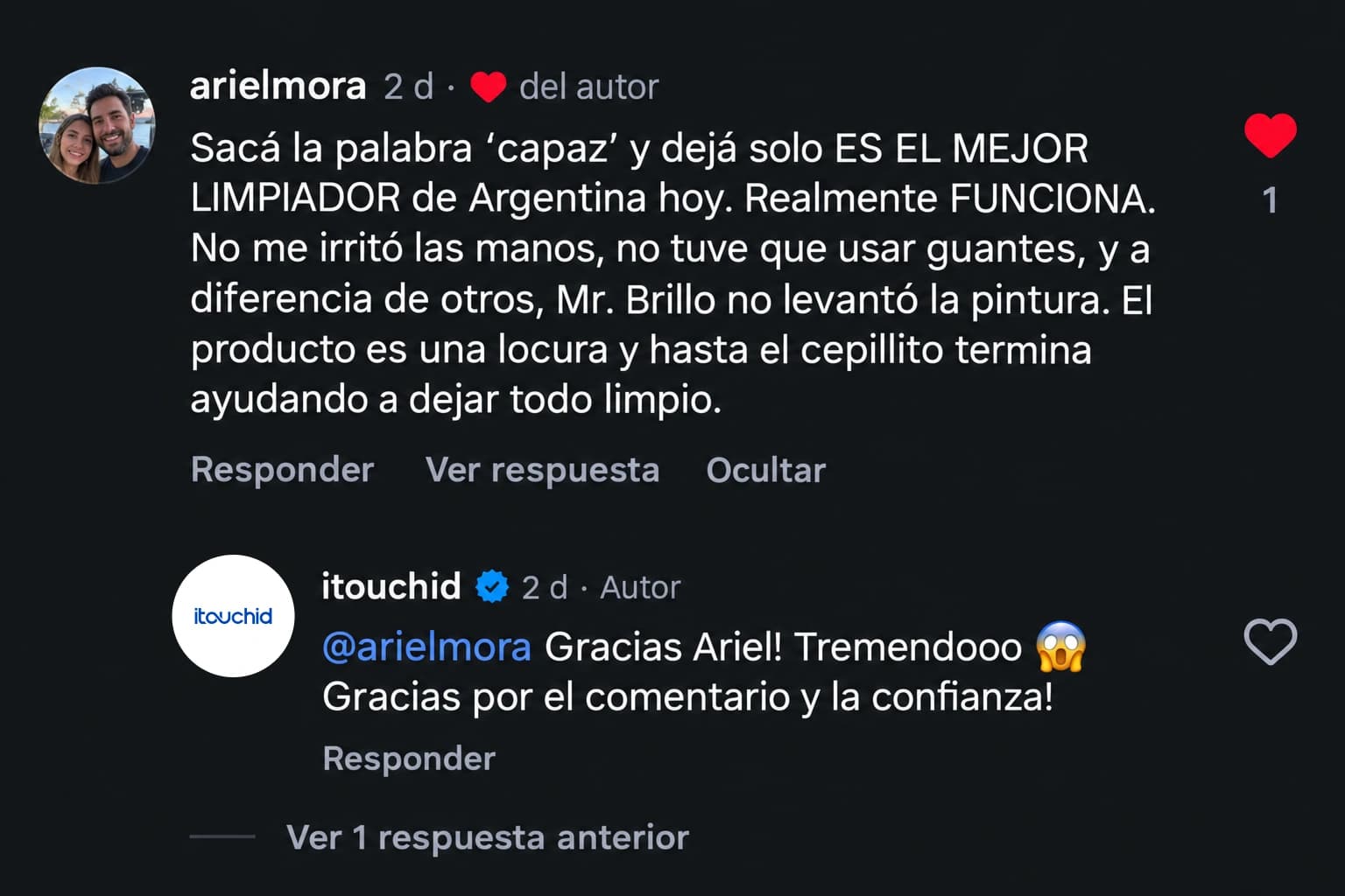 Captura de opinión aportada por la tienda 2 de 13